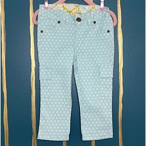 NWT Persnickety Cargo Pants Blue Mint Polka Dots. Sz. 4